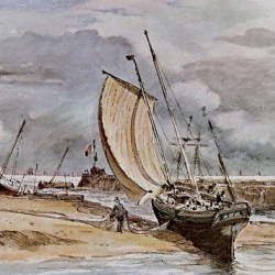 A big white vessel on the sea